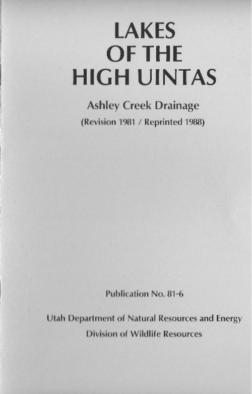 1986 Lakes of the high uintas Ashley Creek Drainage